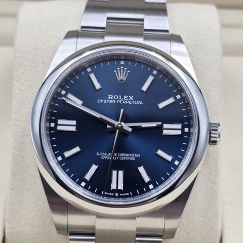 NEW 2025 PAPERS Rolex Blue Oyster Perpetual Steel 41mm Watch BOX 124300 UNWORN