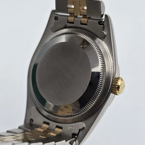 Rolex Datejust 36mm NO-HOLES White Arabic Two-Tone 18K Watch 16233