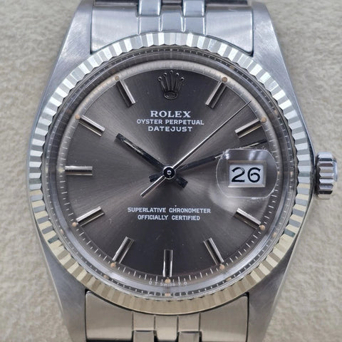 Rolex Datejust 1601 Steel RARE Factory Grey Ghost Sigma Dial Jubilee 36mm Watch