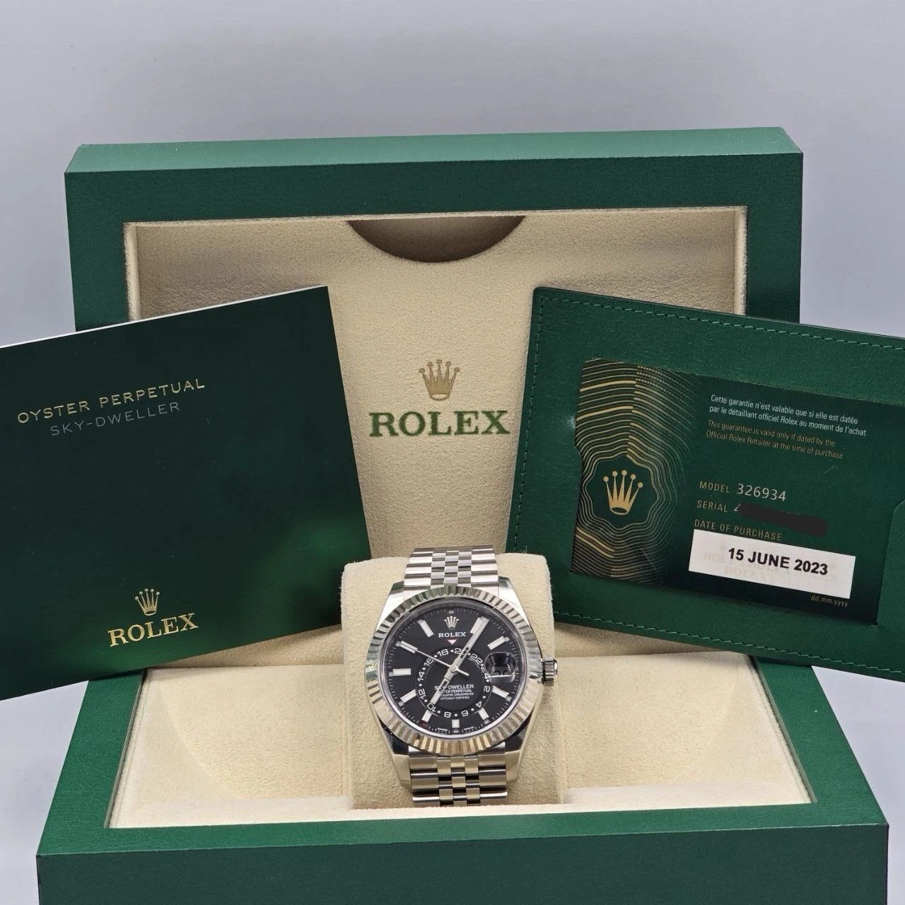 MINT 2023 PAPERS Rolex Sky-Dweller 42mm Black Dial Jubilee Bracelet 336934 BOX