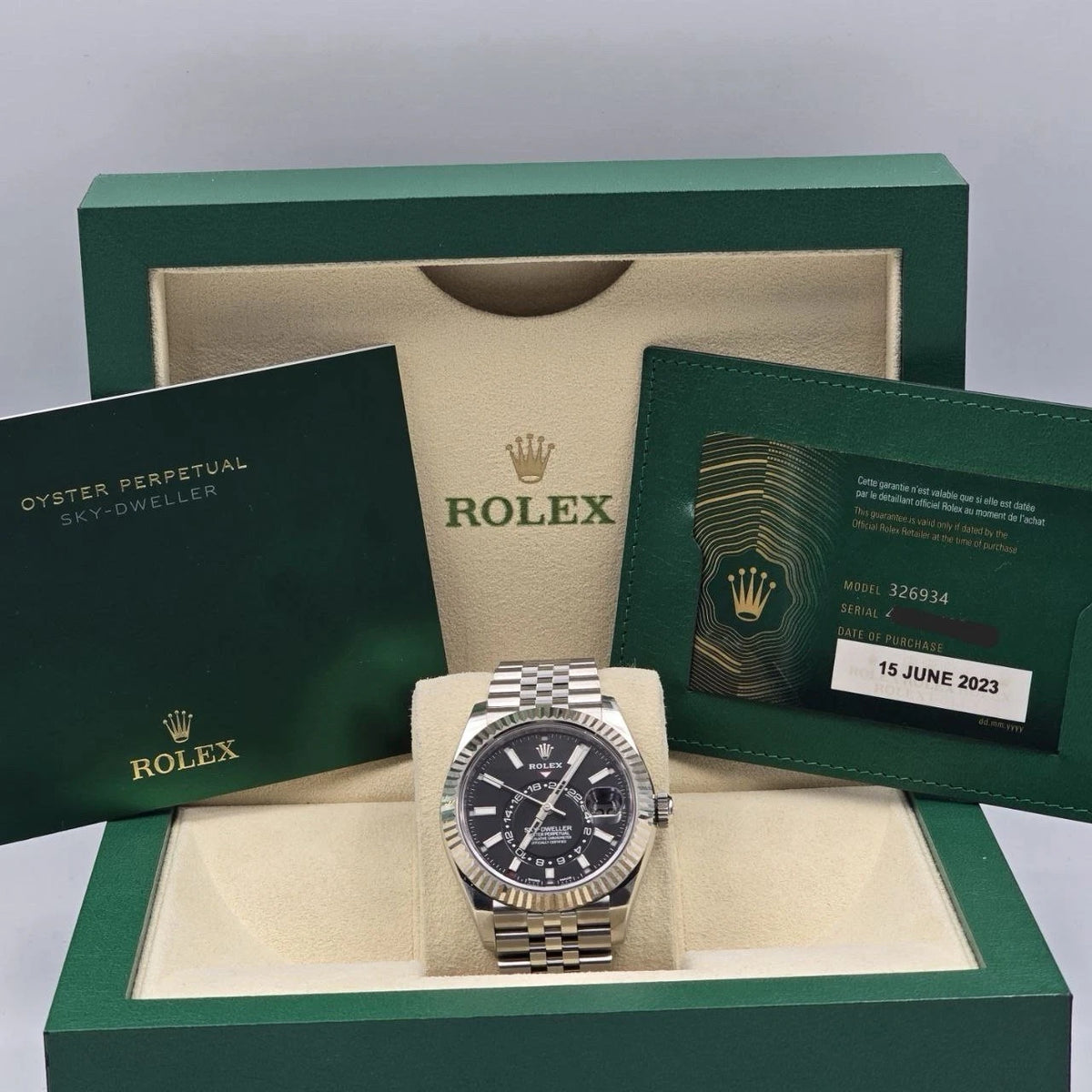 MINT 2023 PAPERS Rolex Sky-Dweller 42mm Black Dial Jubilee Bracelet 336934 BOX