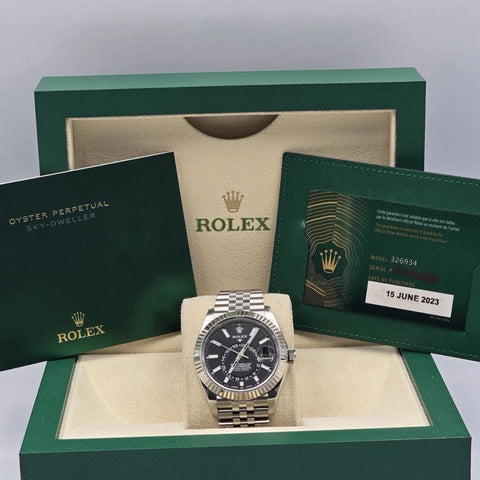 MINT 2023 PAPERS Rolex Sky-Dweller 42mm Black Dial Jubilee Bracelet 336934 BOX