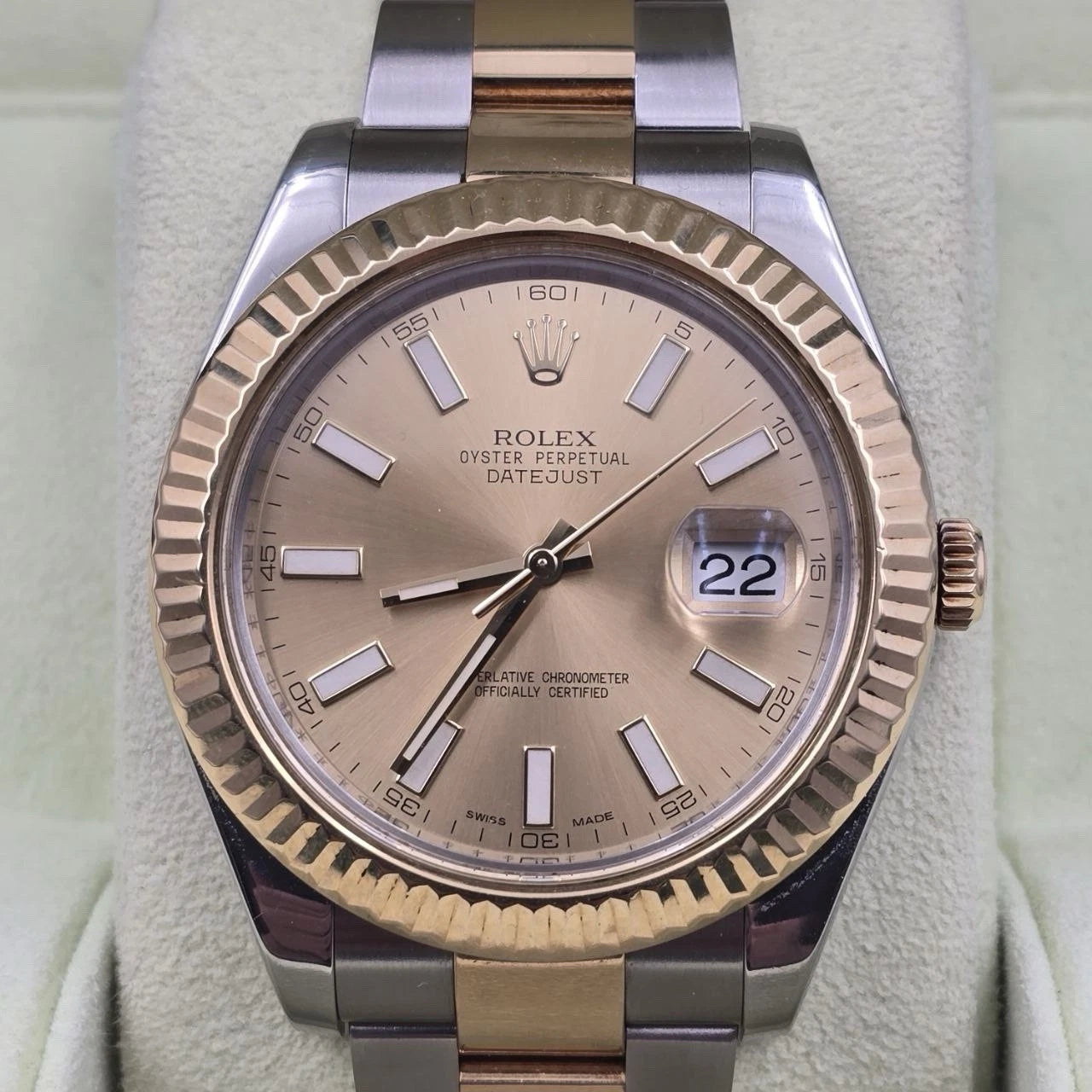 PAPERS Rolex Datejust II 41mm 116333 Two Tone 18K Gold Steel Champagne Dial BOX