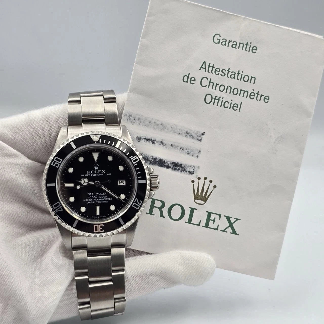 2007 PAPERS Rolex Sea-Dweller 16600 Stainless Steel Black Dial 40mm Watch