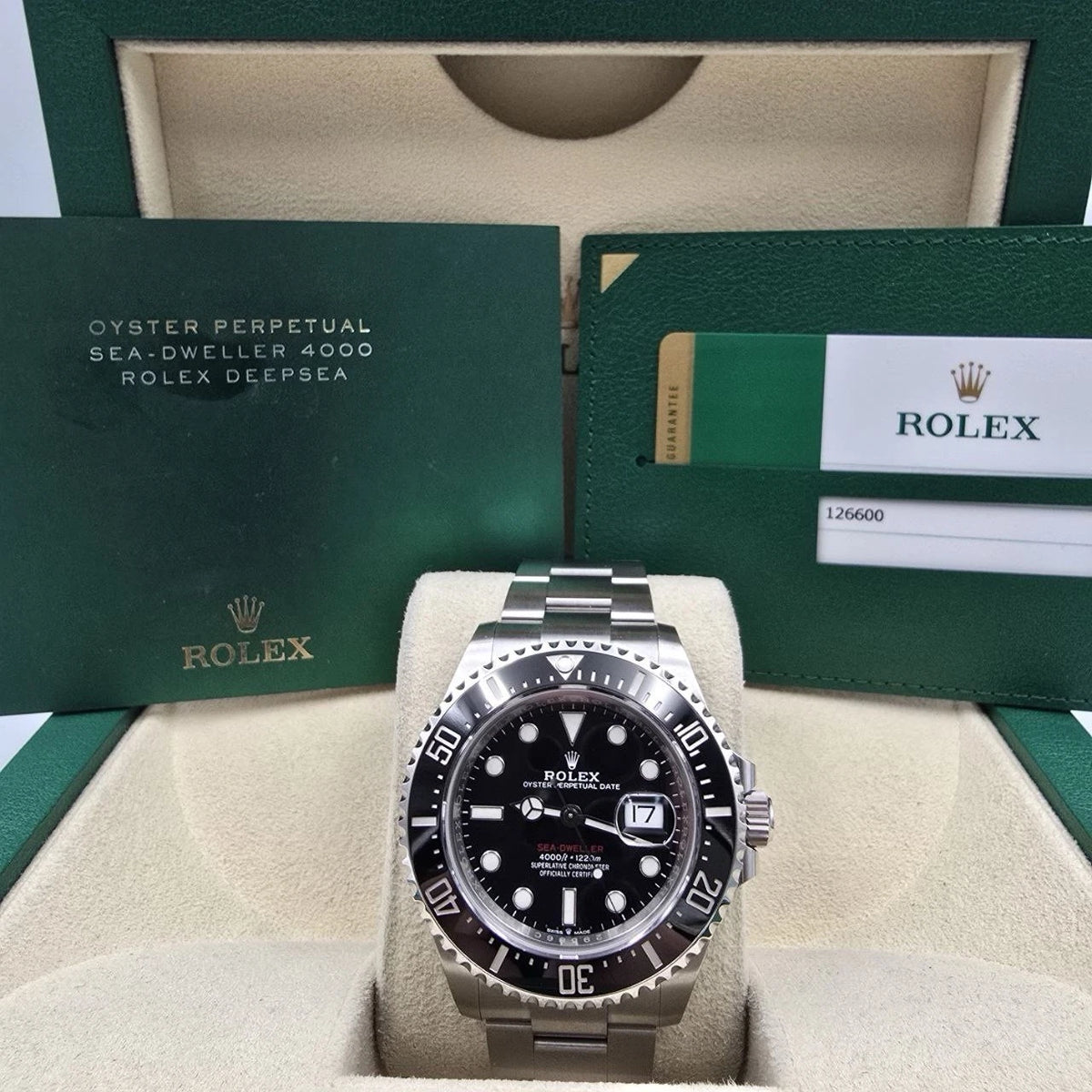 2019 PAPERS Rolex Sea-Dweller Black Red Letters Stainless Steel 43mm 126600 BOX