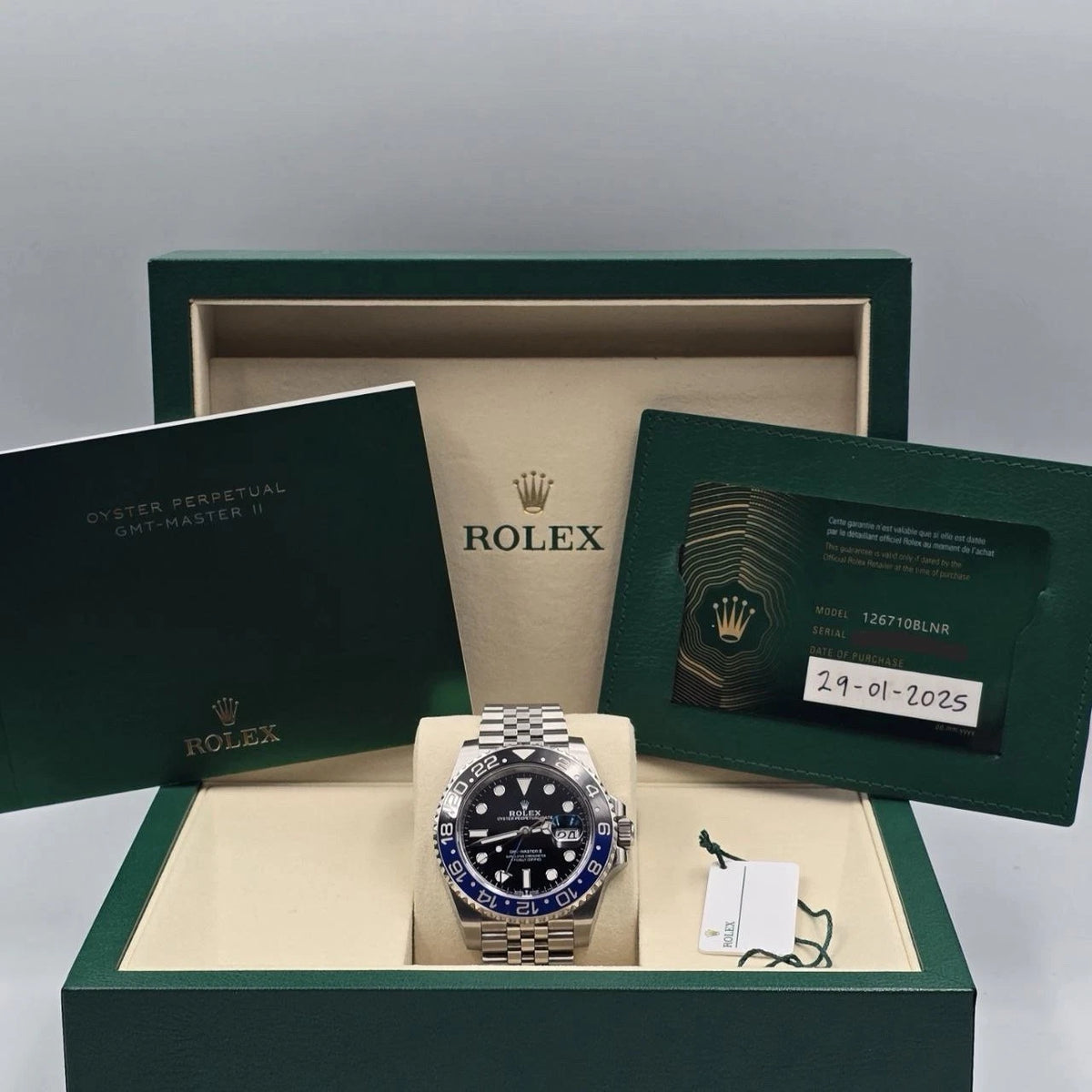 PAPERS 2025 Rolex GMT-Master II BATGIRL Steel JUBILEE 40mm 126710BLNR BOX