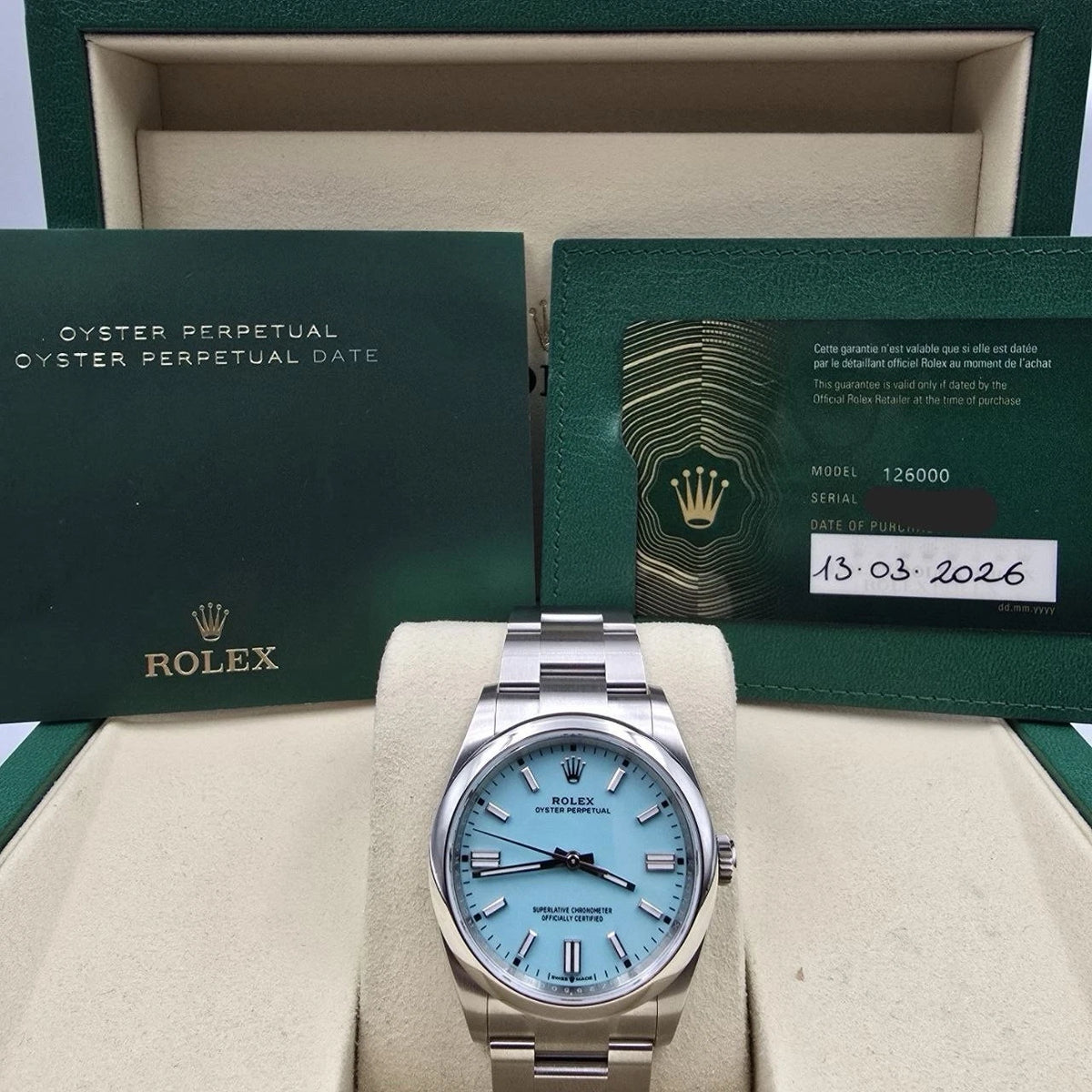 NEW 2026 Rolex Oyster Perpetual 36mm 126000 Tiffany Turquoise Dial