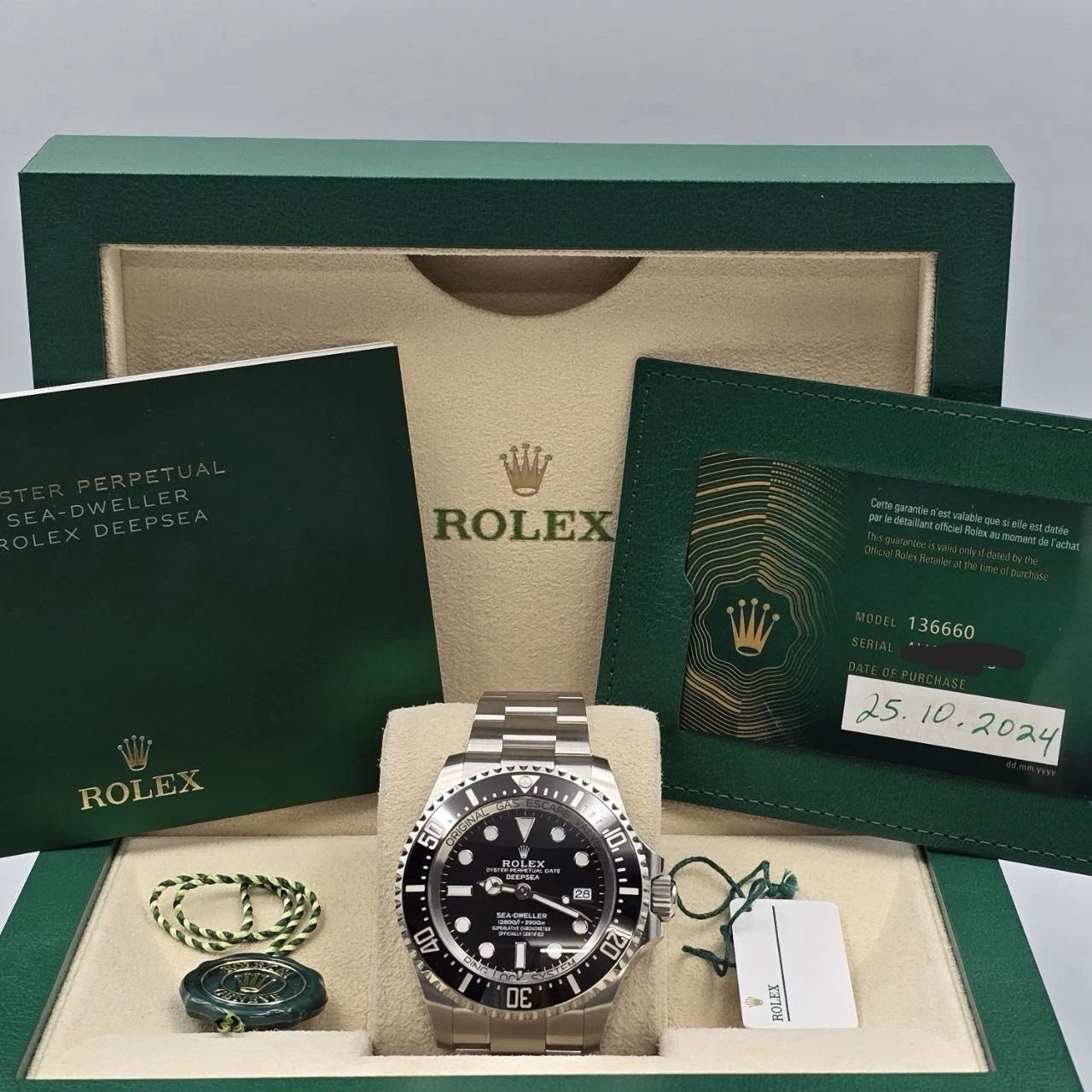 NEW 2024 Rolex Sea-Dweller Deepsea Steel Black 44mm 136660 Watch UNWORN
