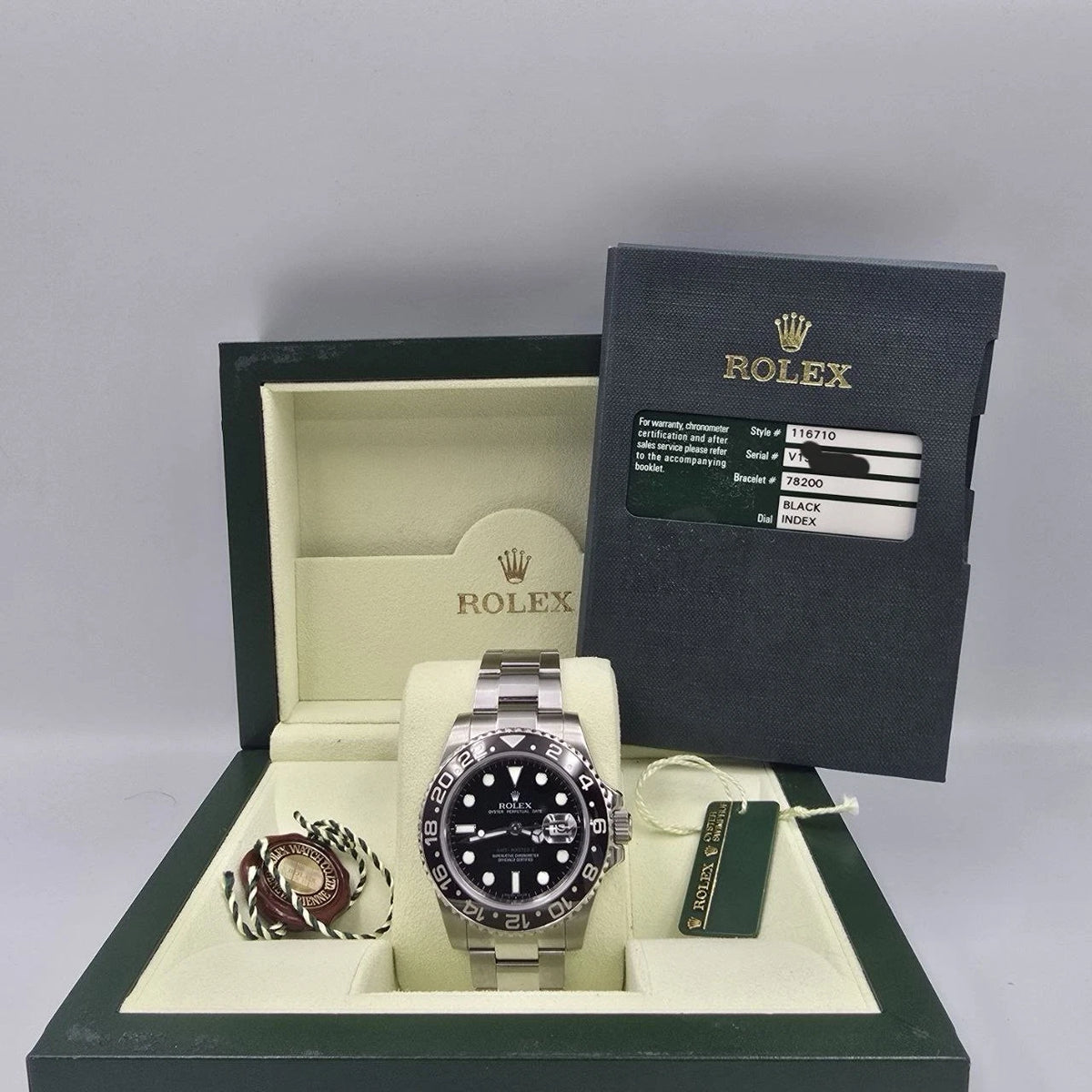 PAPERS 2010 Rolex GMT Master II 116710LN Steel Ceramic Black 40mm Watch BOX