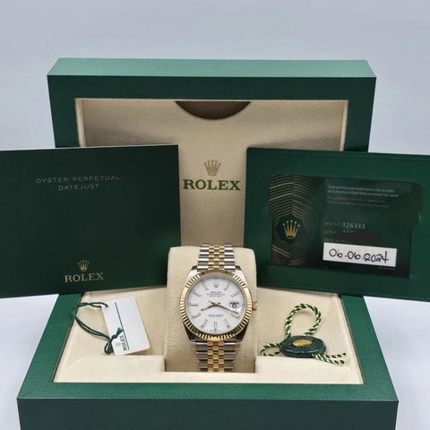 MINT PAPERS 2024 Rolex DateJust 41mm Two Tone White Dial Jubilee 126333 BOX