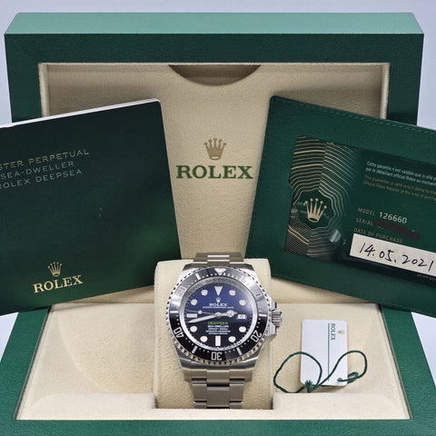 PAPERS 2021 Rolex Sea-Dweller Deepsea James Cameron Blue 126660 44mm Watch BOX