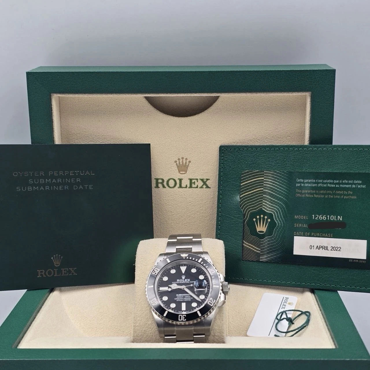 MINT PAPERS 2022 Rolex Submariner Date 41mm Black Ceramic 126610LN Watch BOX