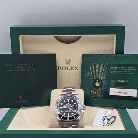 MINT PAPERS 2022 Rolex Submariner Date 41mm Black Ceramic 126610LN Watch BOX