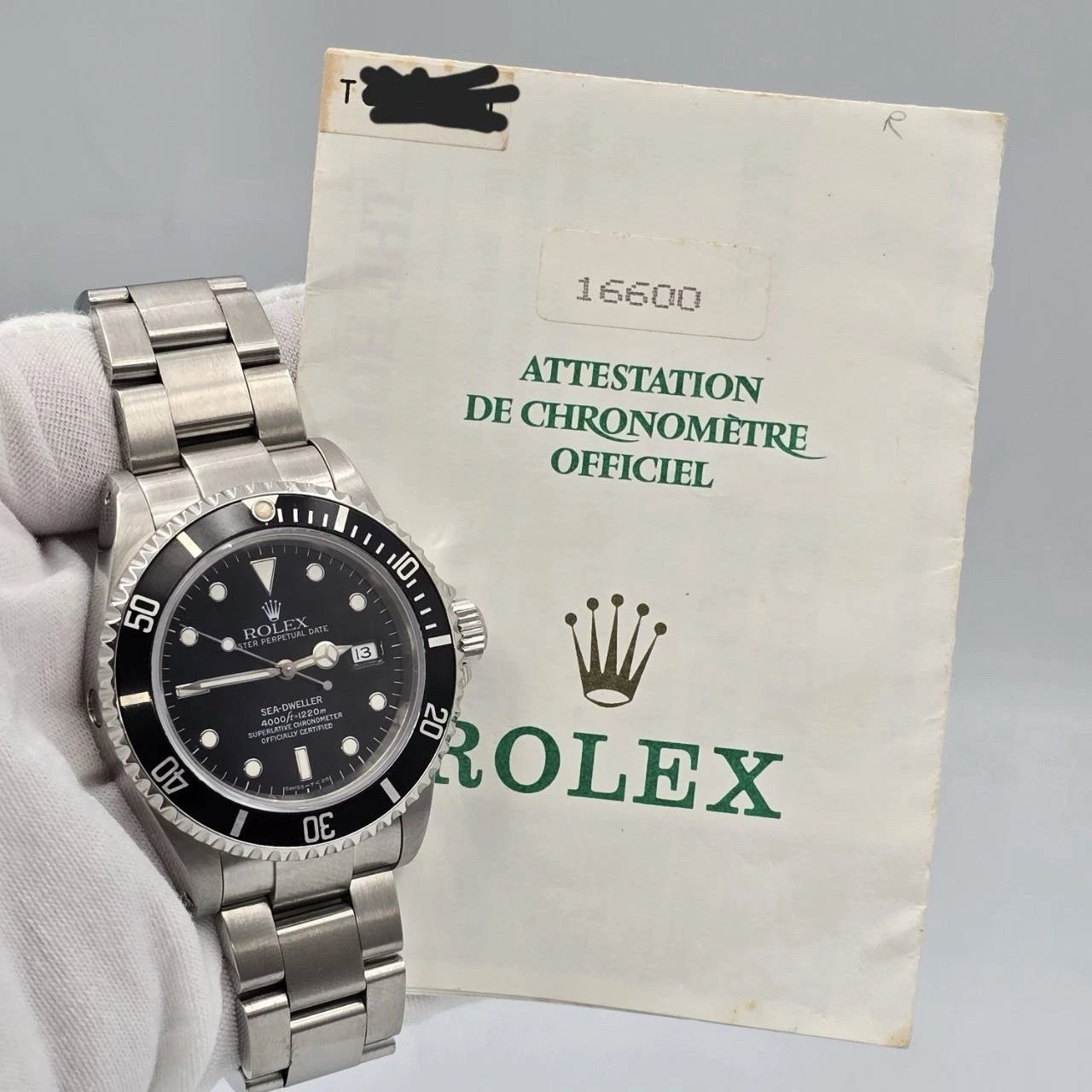 PAPERS Rolex Sea-Dweller 16600 Stainless Steel Black Dial 40MM Watch