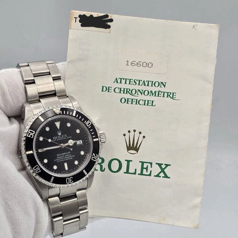 PAPERS Rolex Sea-Dweller 16600 Stainless Steel Black Dial 40MM Watch