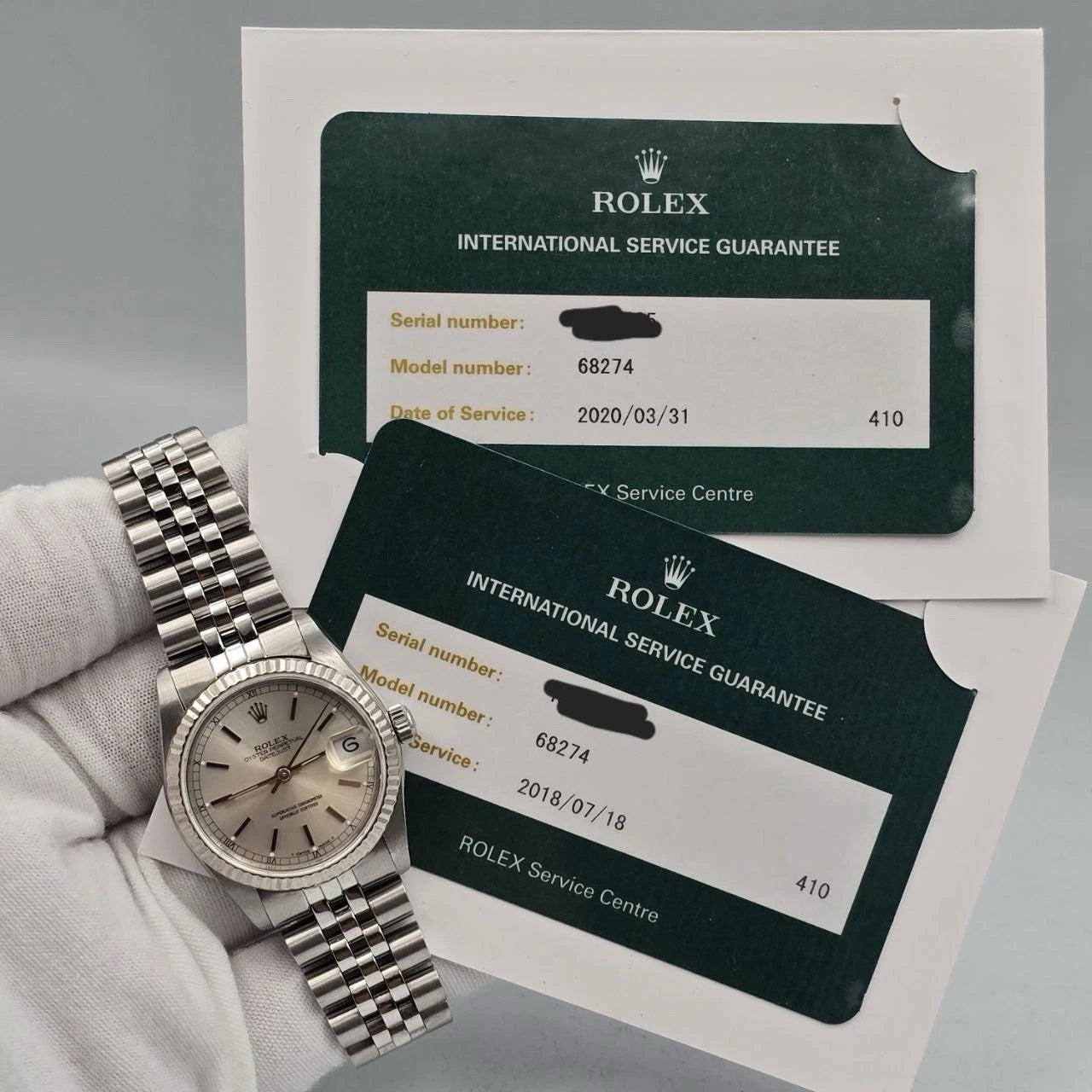 2020 RSC Rolex Datejust 31mm 68274 Silver Dial Steel Jubilee 18k Fluted Bezel