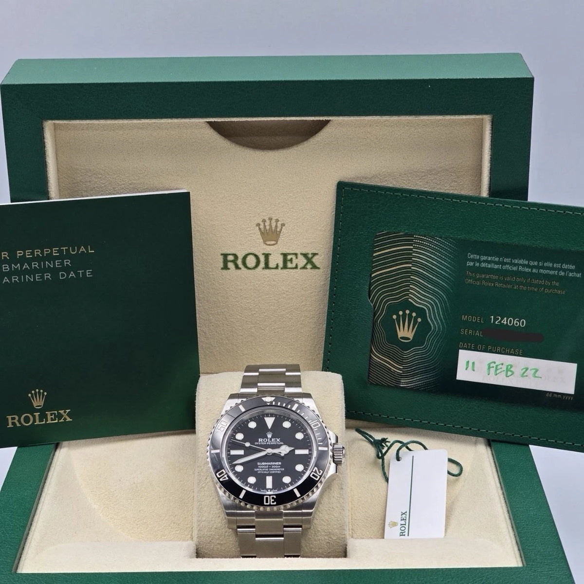 PAPERS 2022 Rolex Submariner No Date Ceramic Steel 41mm 124060 BOX