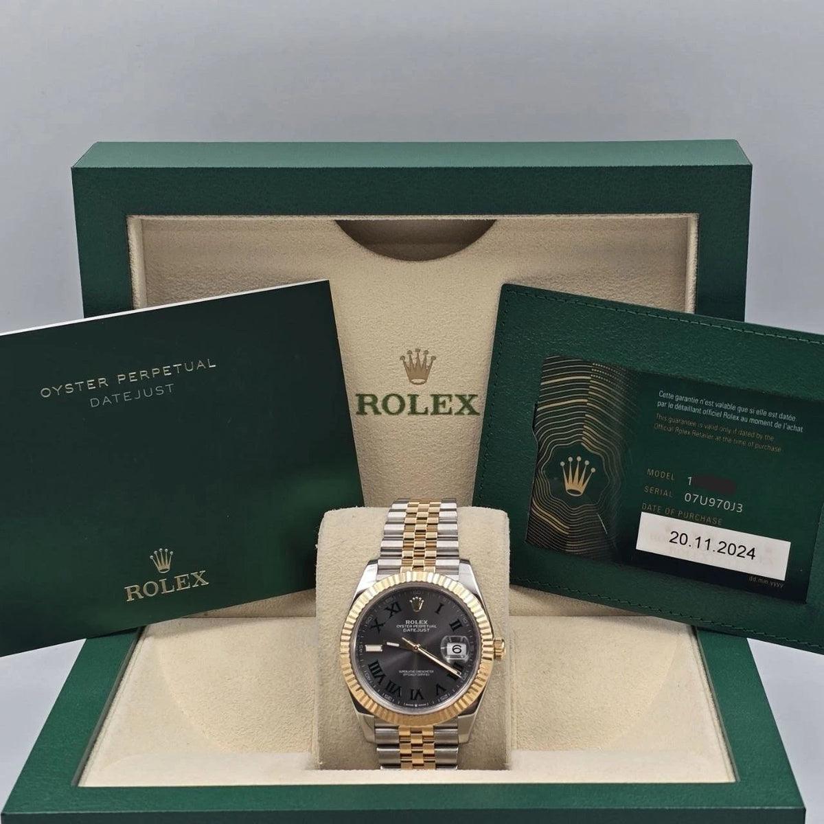 PAPERS 2024 Rolex Datejust 41mm Two Tone Wimbledon Dial Jubilee 126333 BOX
