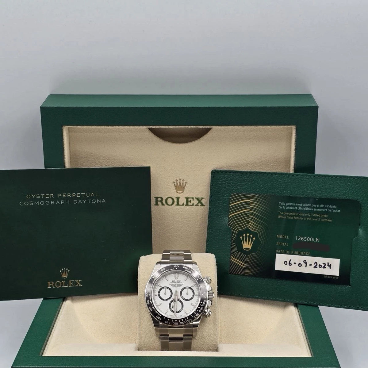 MINT 2024 PAPERS Rolex Cosmograph Daytona 40mm 126500LN White Panda Dial BOX