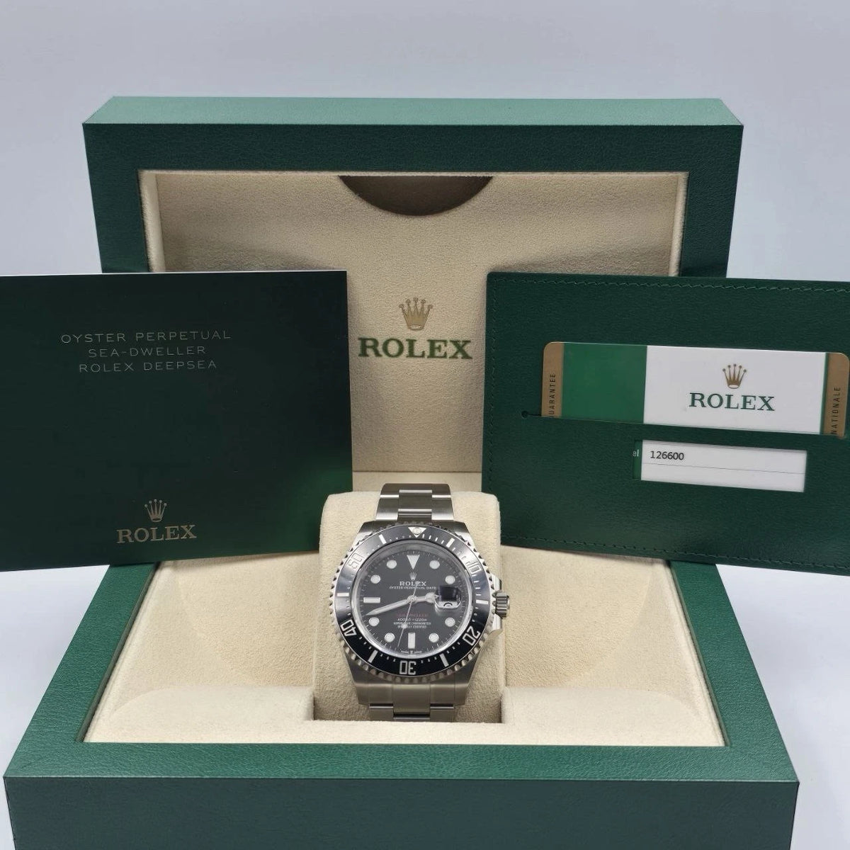 2019 MINT PAPERS Rolex Sea-Dweller Black Red Letters 43mm MK2 126600 BOX