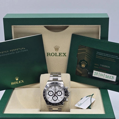 2023 PAPERS Rolex Daytona 116500LN Panda White Dial Ceramic 40mm Steel Watch BOX