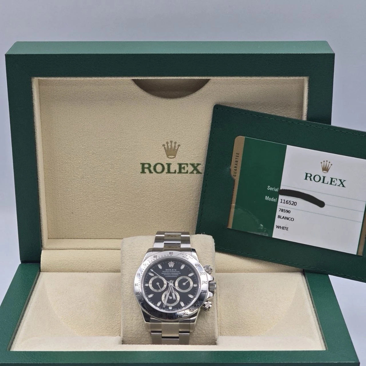 PAPERS 2014 Rolex Cosmograph Daytona 116520 Black Fat Buckle 40mm Watch BOX