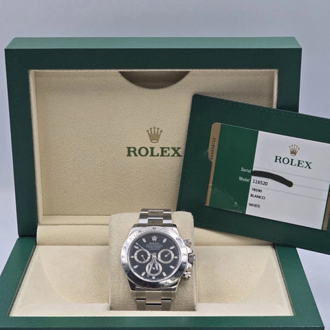 PAPERS 2014 Rolex Cosmograph Daytona 116520 Black Fat Buckle 40mm Watch BOX