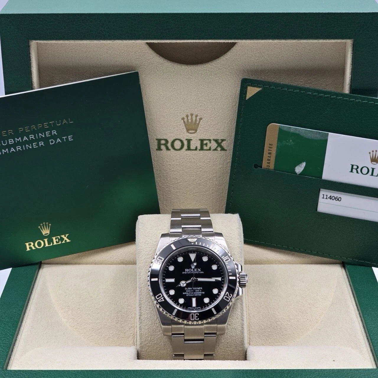 2016 PAPERS Rolex Submariner No-Date 114060 Black Ceramic 40mm Watch BOX