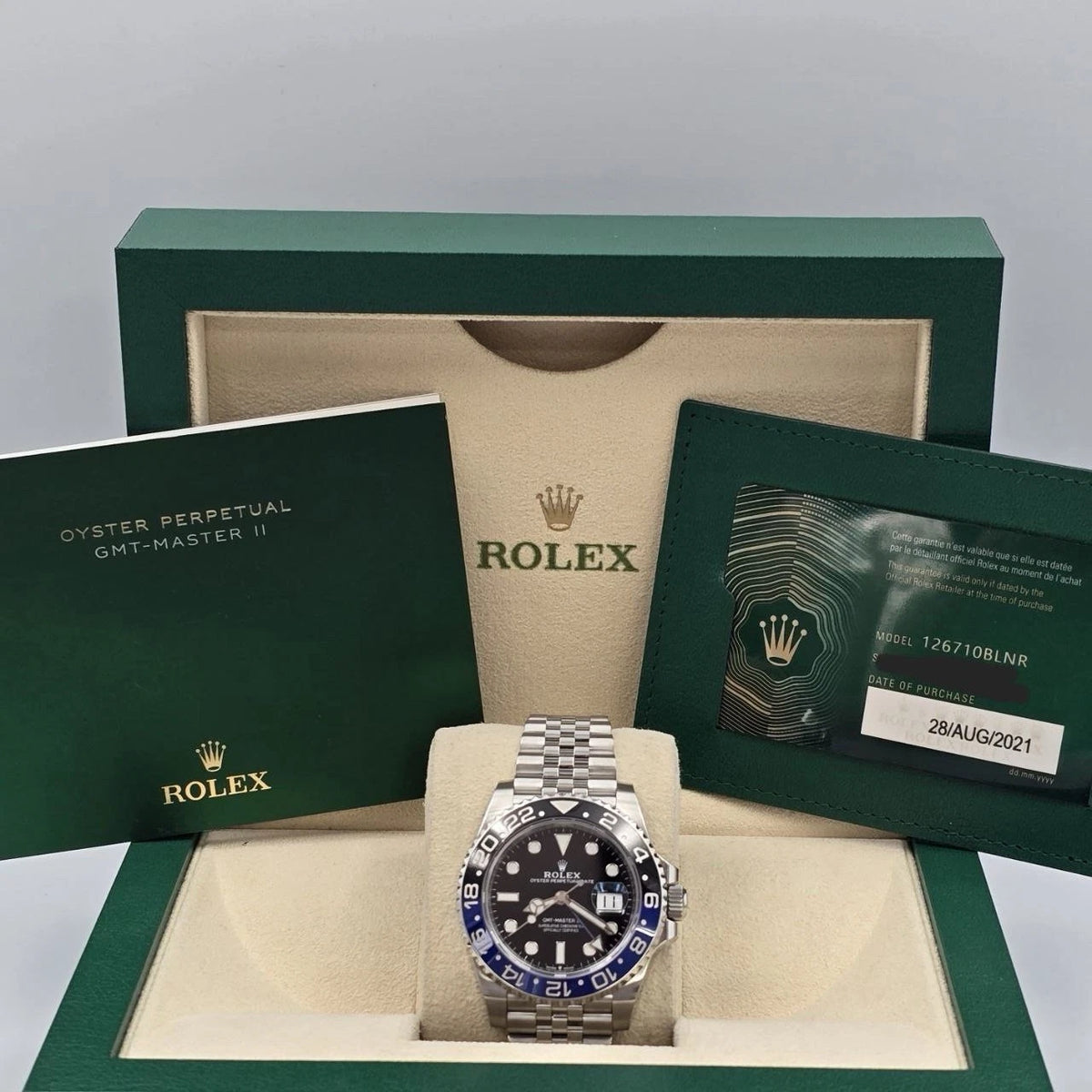 PAPERS MINT 2021 Rolex GMT-Master II 126710BLNR Batgirl Jubilee 40mm Watch BOX