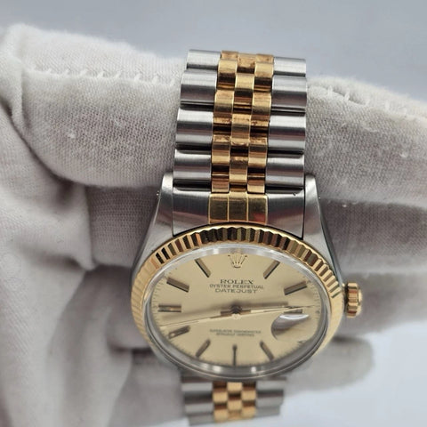 2025 RSC Rolex Datejust Champagne Two-Tone Yellow Gold Jubilee 16013 36mm Watch