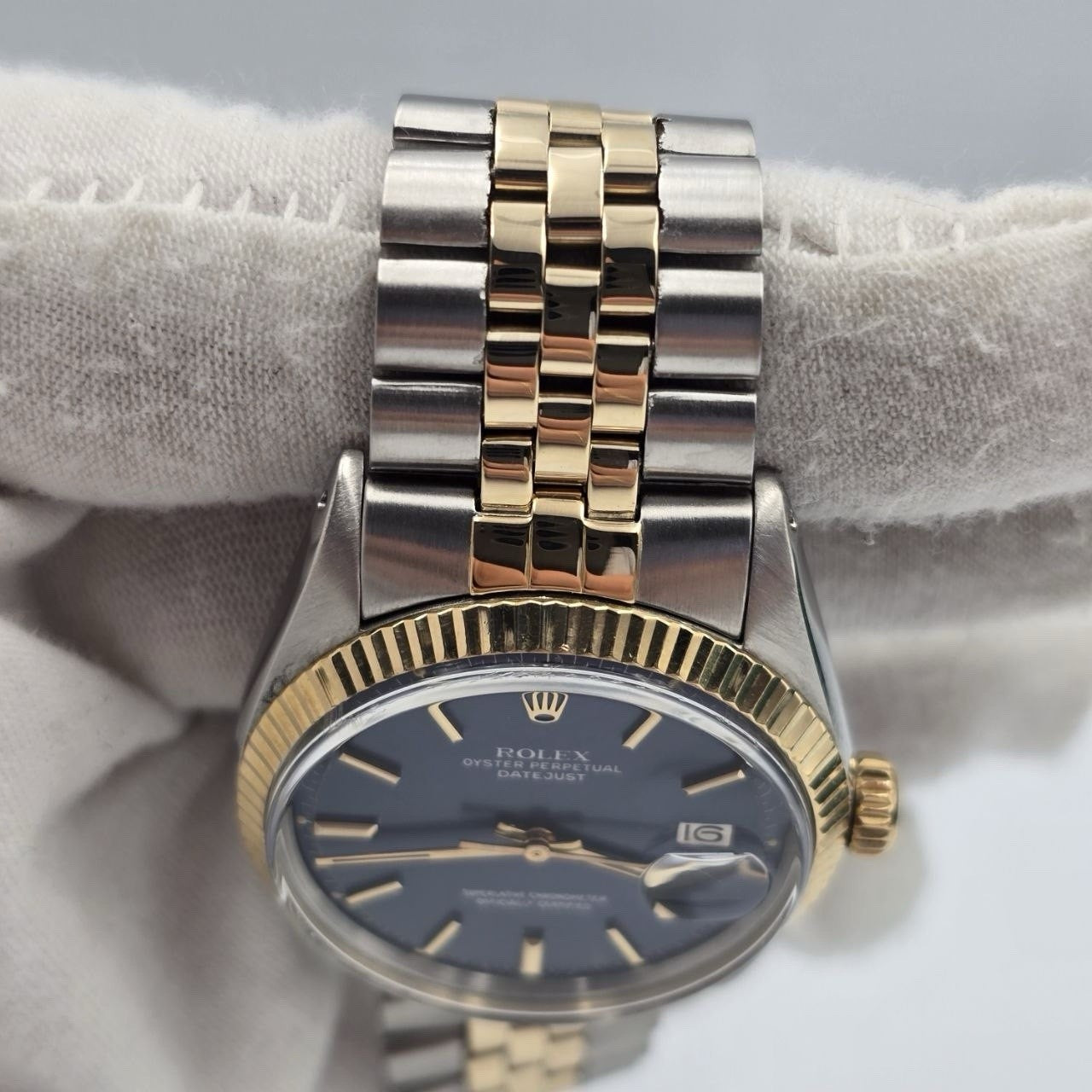 Rolex Datejust Two-Tone 18K Gold Factory Blue Dial Automatic 36mm 1601