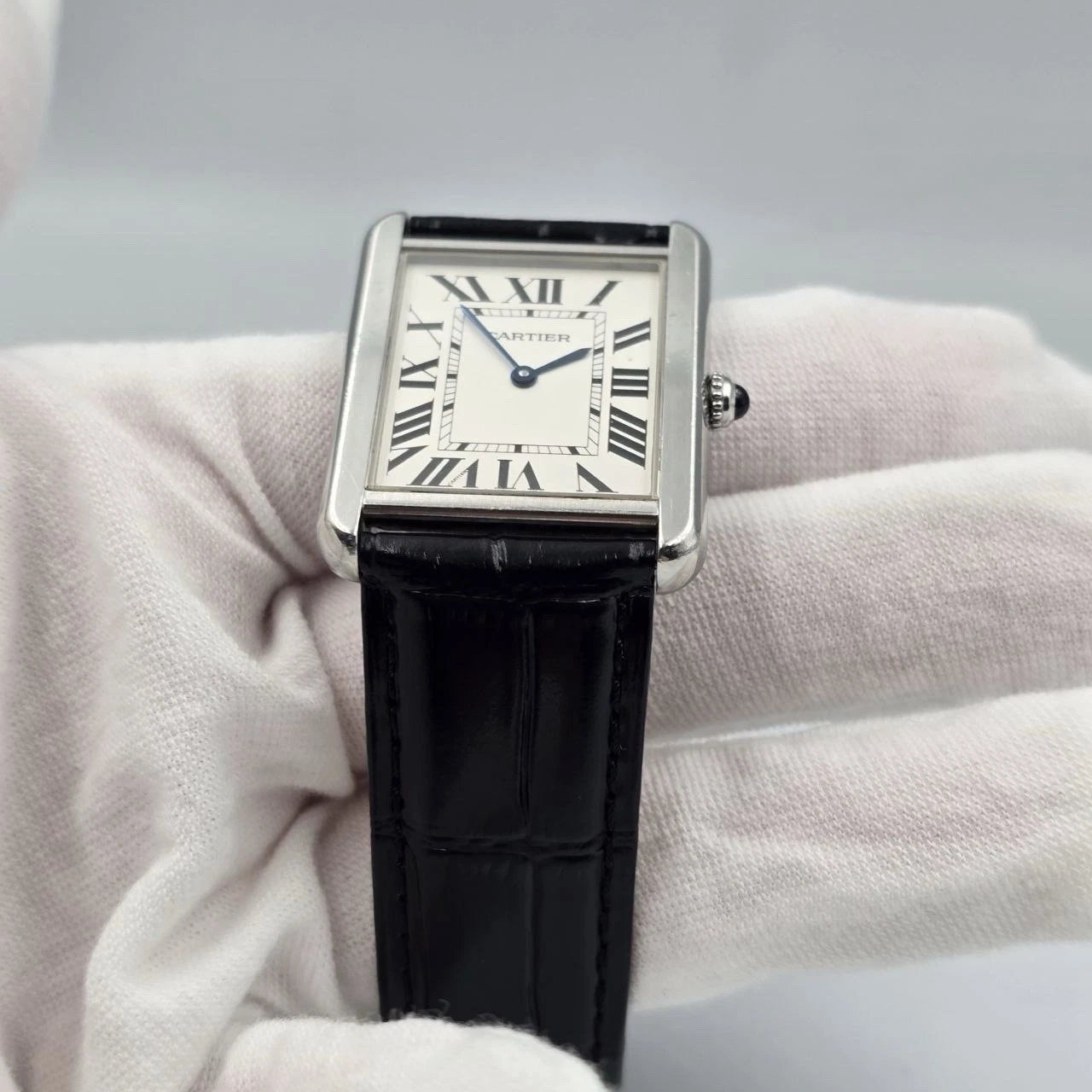 PAPERS Cartier Tank Solo Stainless Steel Silver W1018355 Roman Leather 27mm