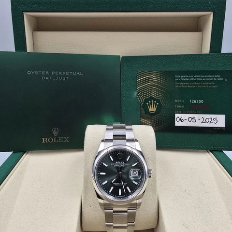 2025 PAPERS Rolex Datejust Green Dial Stainless Steel Oyster 36mm 126200 BOX