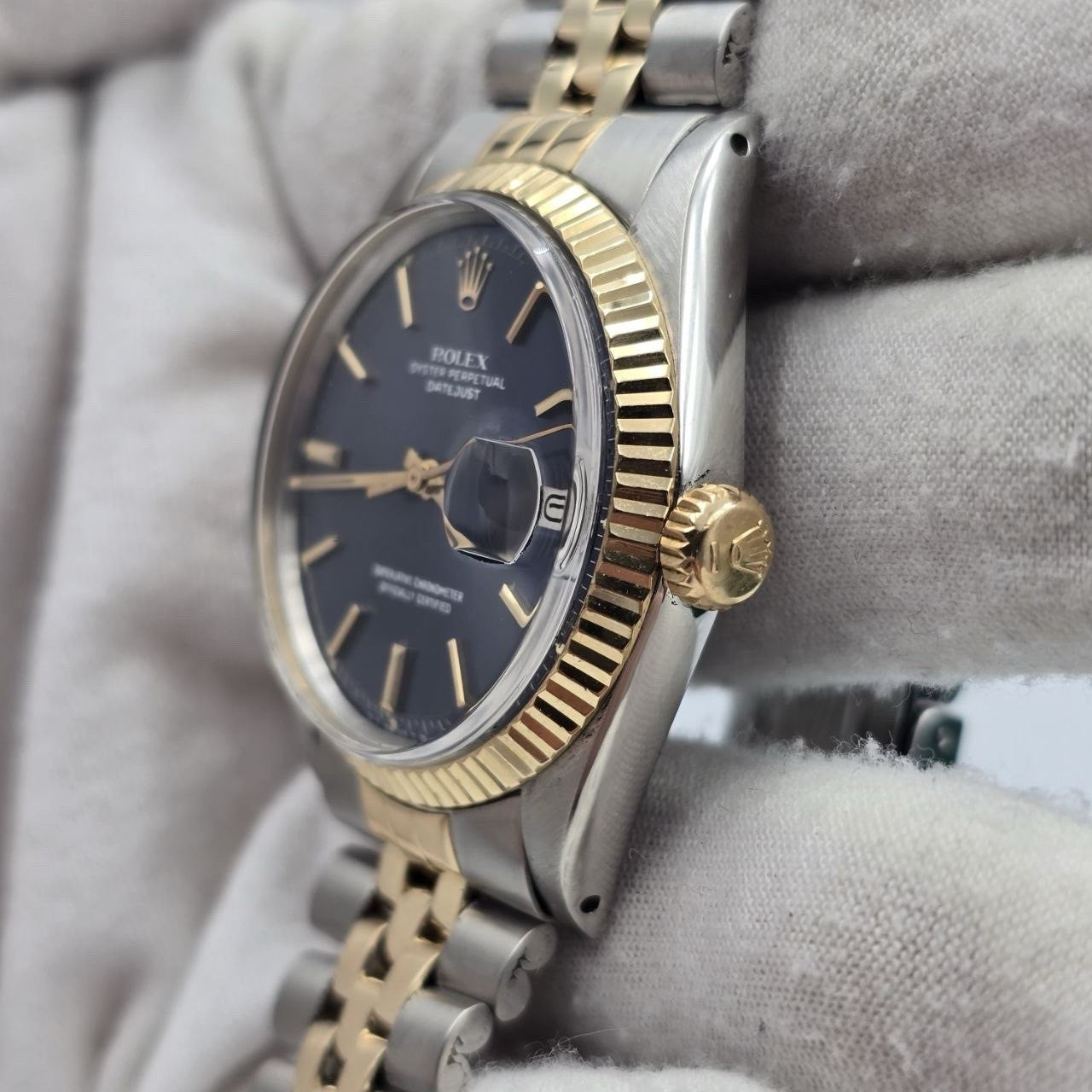 Rolex Datejust Two-Tone 18K Gold Factory Blue Dial Automatic 36mm 1601