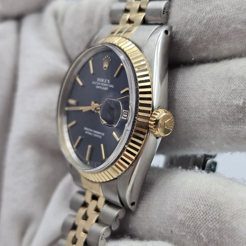 Rolex Datejust Two-Tone 18K Gold Factory Blue Dial Automatic 36mm 1601
