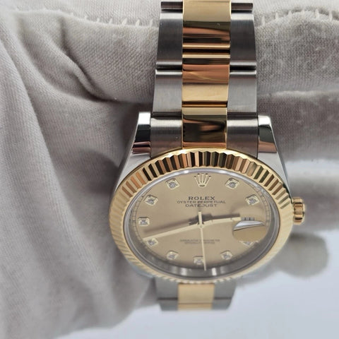 2020 PAPERS Rolex Datejust 41mm Champagne Diamond Dial Oyster 126333 BOX