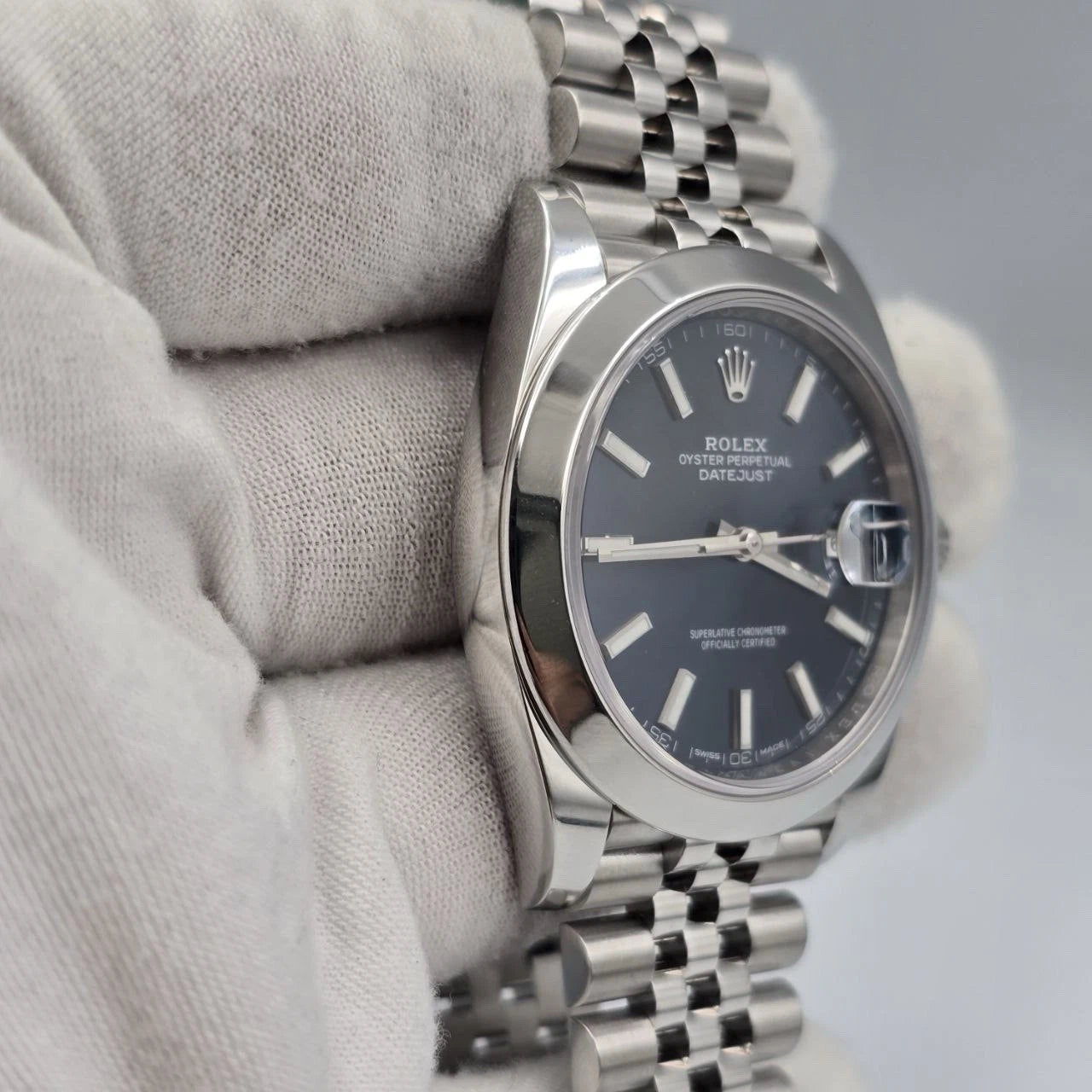 2018 PAPERS Rolex Datejust 41mm 126300 Blue Stick Dial Smooth Bezel Jubilee BOX
