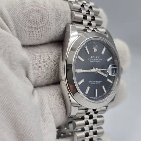 2018 PAPERS Rolex Datejust 41mm 126300 Blue Stick Dial Smooth Bezel Jubilee BOX
