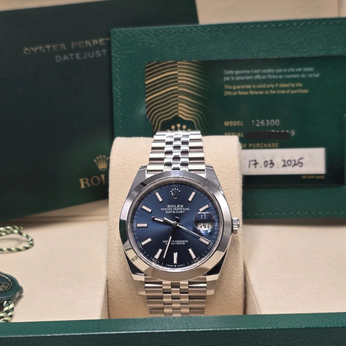 NEW 2025 FRESH Rolex Datejust 41mm 126300 Blue Stick Dial Smooth Jubilee UNWORN