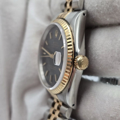 Rolex Datejust 36mm Blue Stick Dial Two Tone 18K Yellow Gold Jubilee 16233