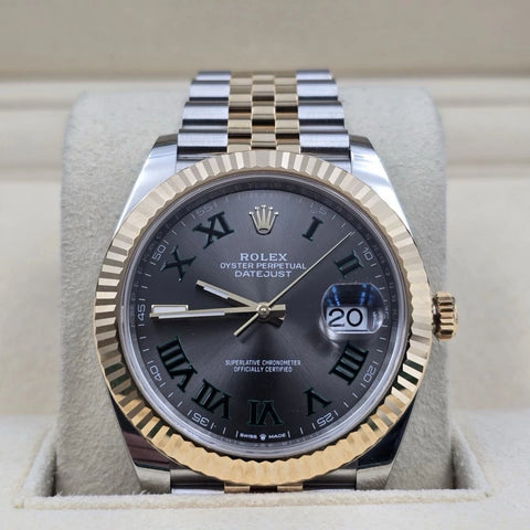 2022 PAPERS Rolex Datejust 41mm 18K Two Tone Wimbledon Dial Jubilee 126333 BOX