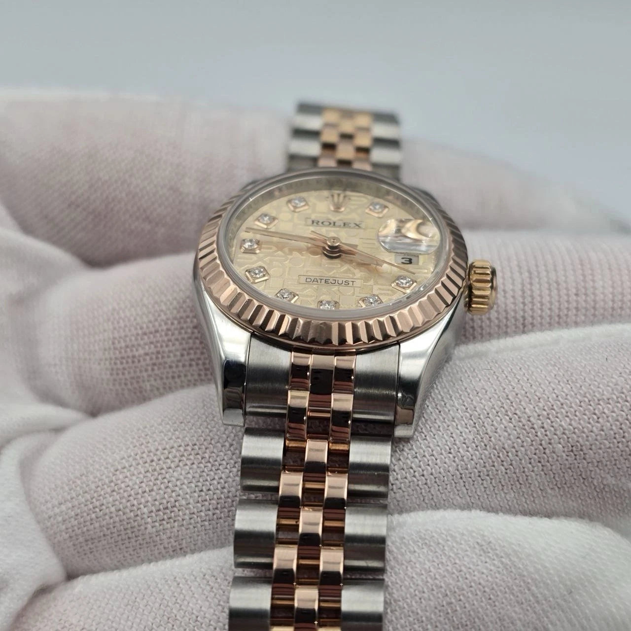 PAPERS 2006 Rolex Lady-Datejust 179171 18K Rose Gold Pink Computer Diamond Dial