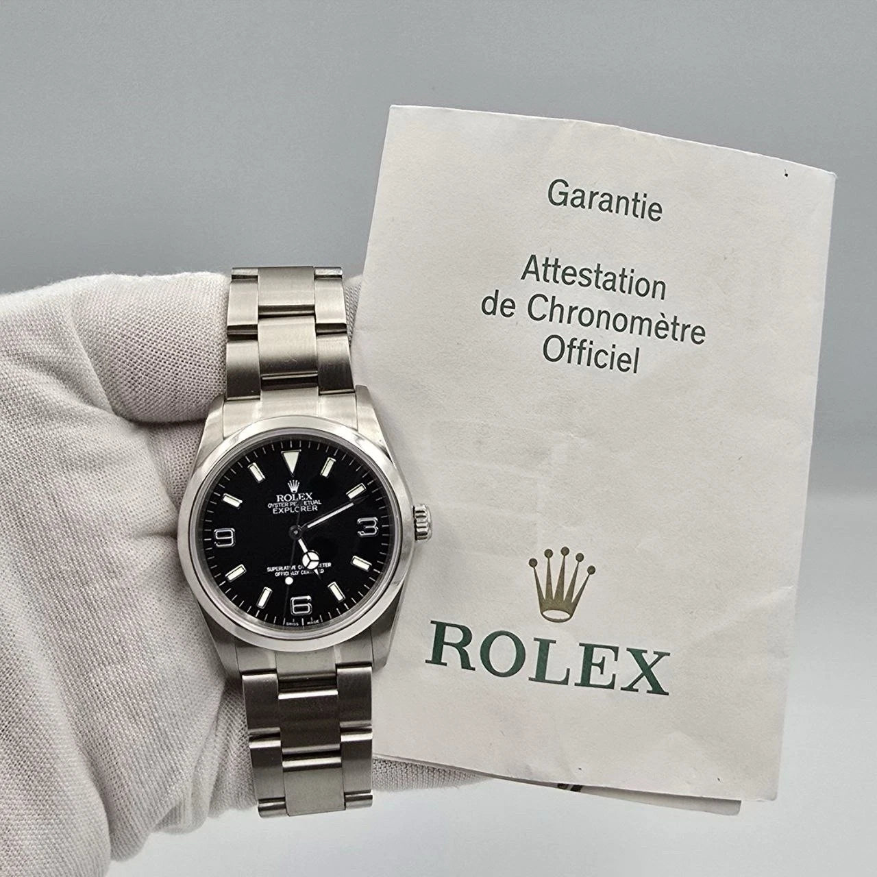 PAPERS 2004 Rolex Explorer I 114270 Automatic 36mm Steel Black Dial Watch
