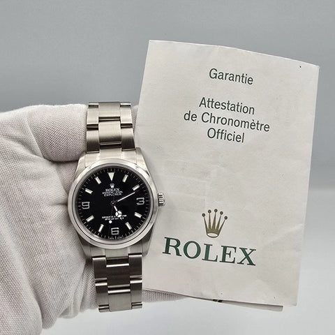 PAPERS 2004 Rolex Explorer I 114270 Automatic 36mm Steel Black Dial Watch