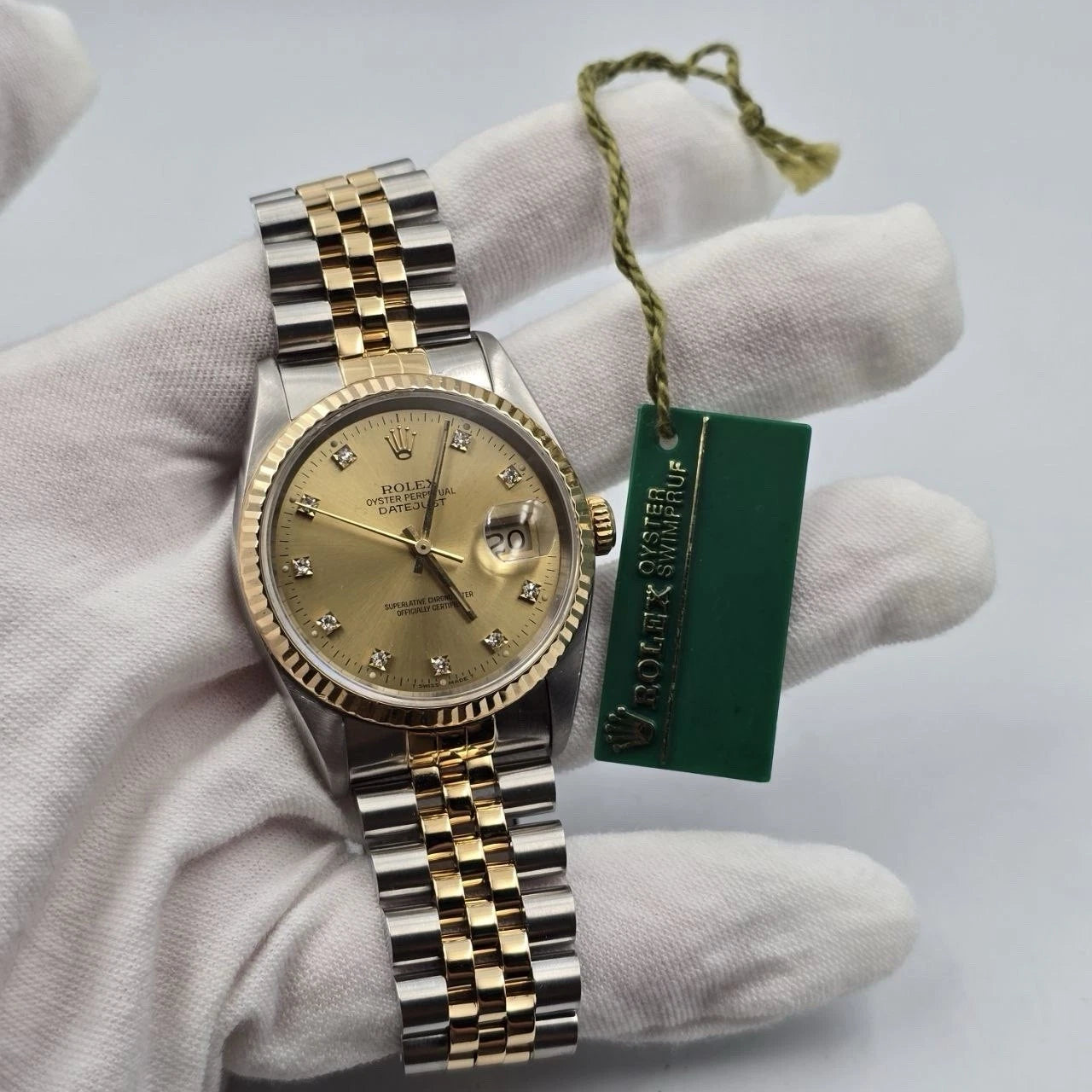 Rolex Datejust 36mm Champagne Diamond Dial Two Tone Jubilee 16233