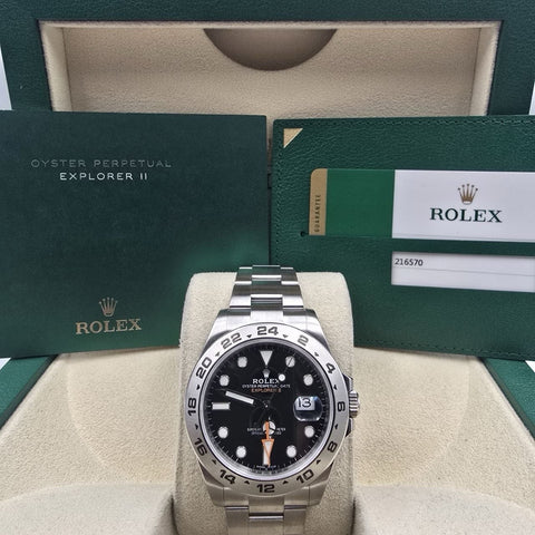 PAPERS 2019 Rolex Explorer II Black Orange Steel 42mm Watch 216570 BOX