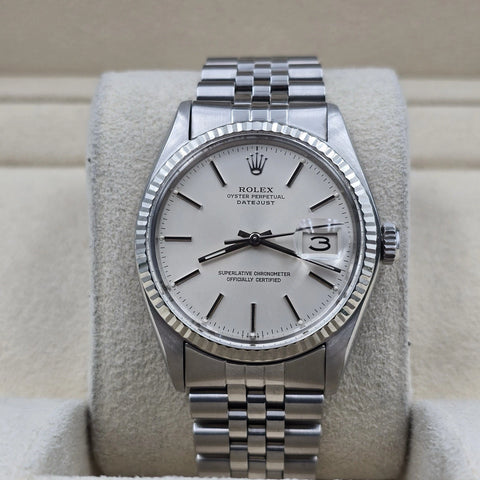 2015 RSC Rolex Datejust 36mm Oyster Perpetual White Gold Steel Silver Dial 16014