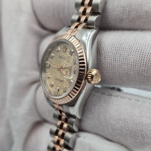 PAPERS 2006 Rolex Lady-Datejust 179171 18K Rose Gold Pink Computer Diamond Dial