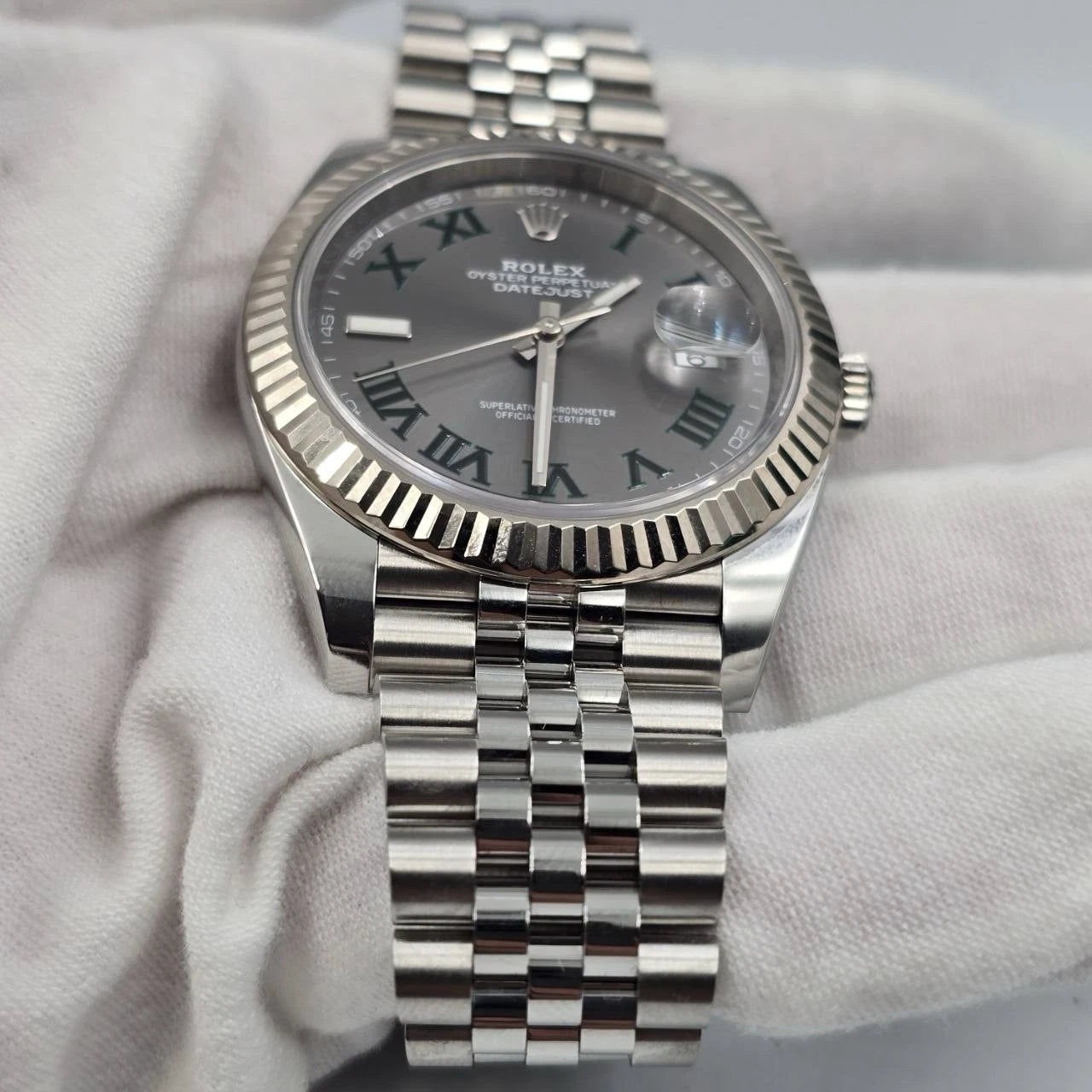 2023 PAPERS Rolex Datejust 41mm Steel Jubilee Gray Wimbledon Dial 126334 BOX