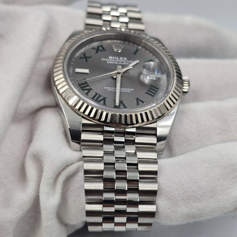 2023 PAPERS Rolex Datejust 41mm Steel Jubilee Gray Wimbledon Dial 126334 BOX